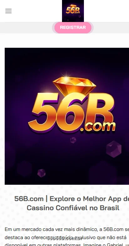 Tela inicial do site oficial 56B.com